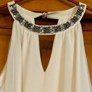 White jeweled neckline blouse